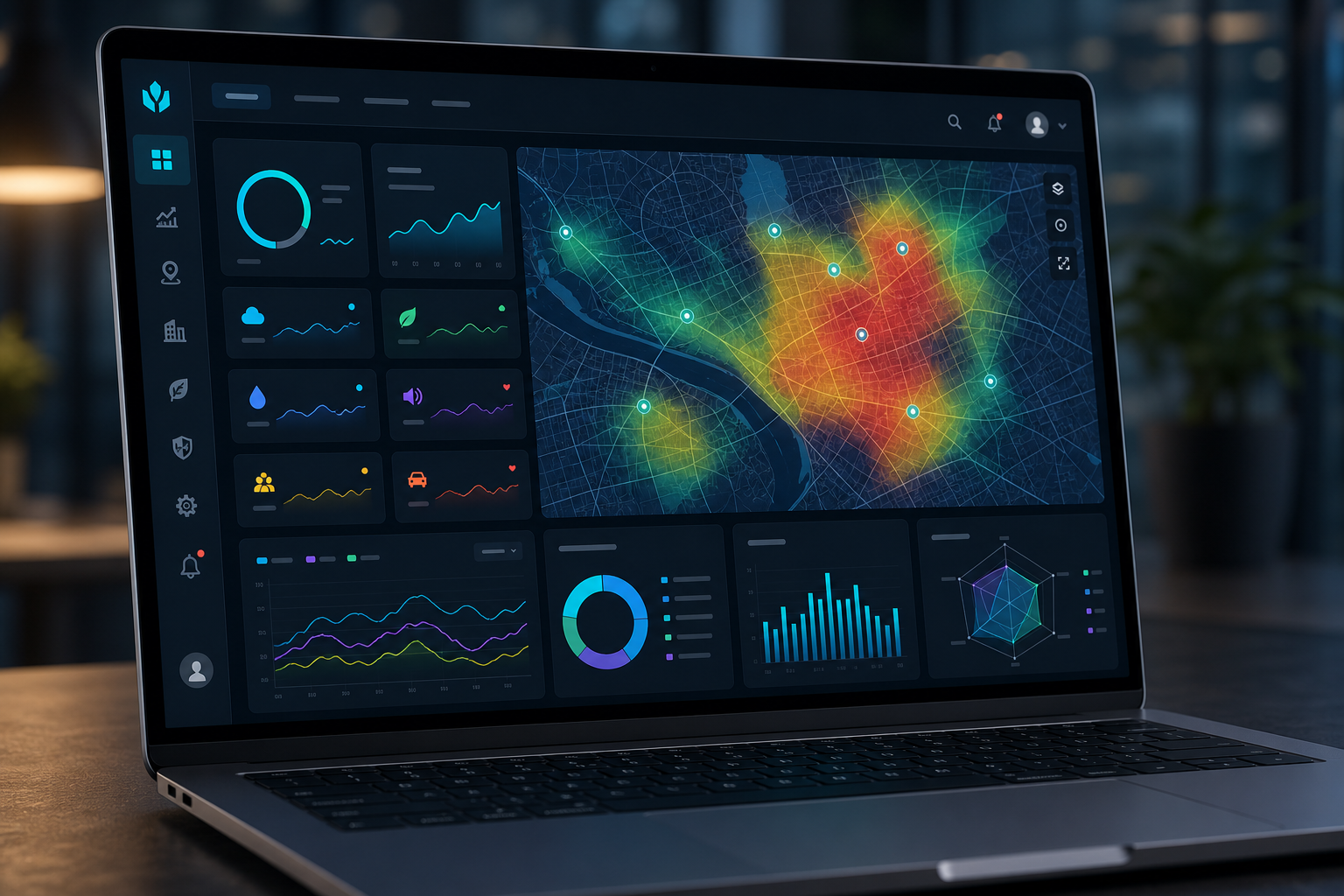 TayuTech Portal dashboard with city map and analytics